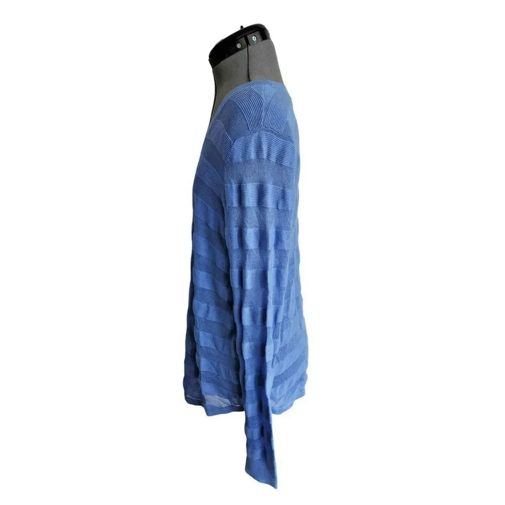 Michael Kors Oxford Blue Stripe Sheer Sweater‎ Top